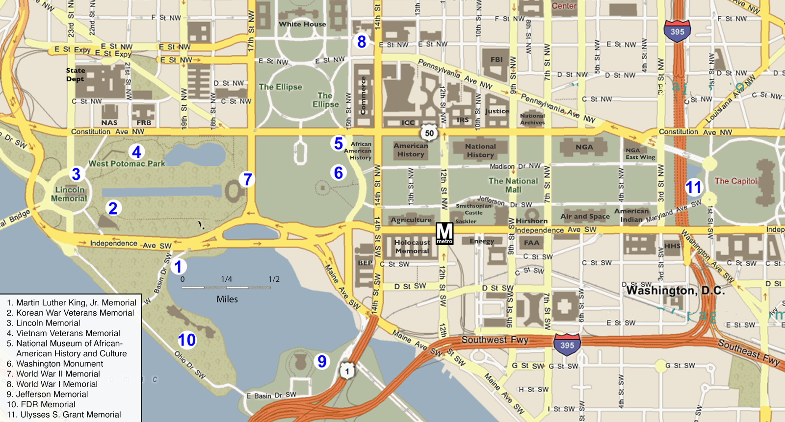 map of DC National Mall